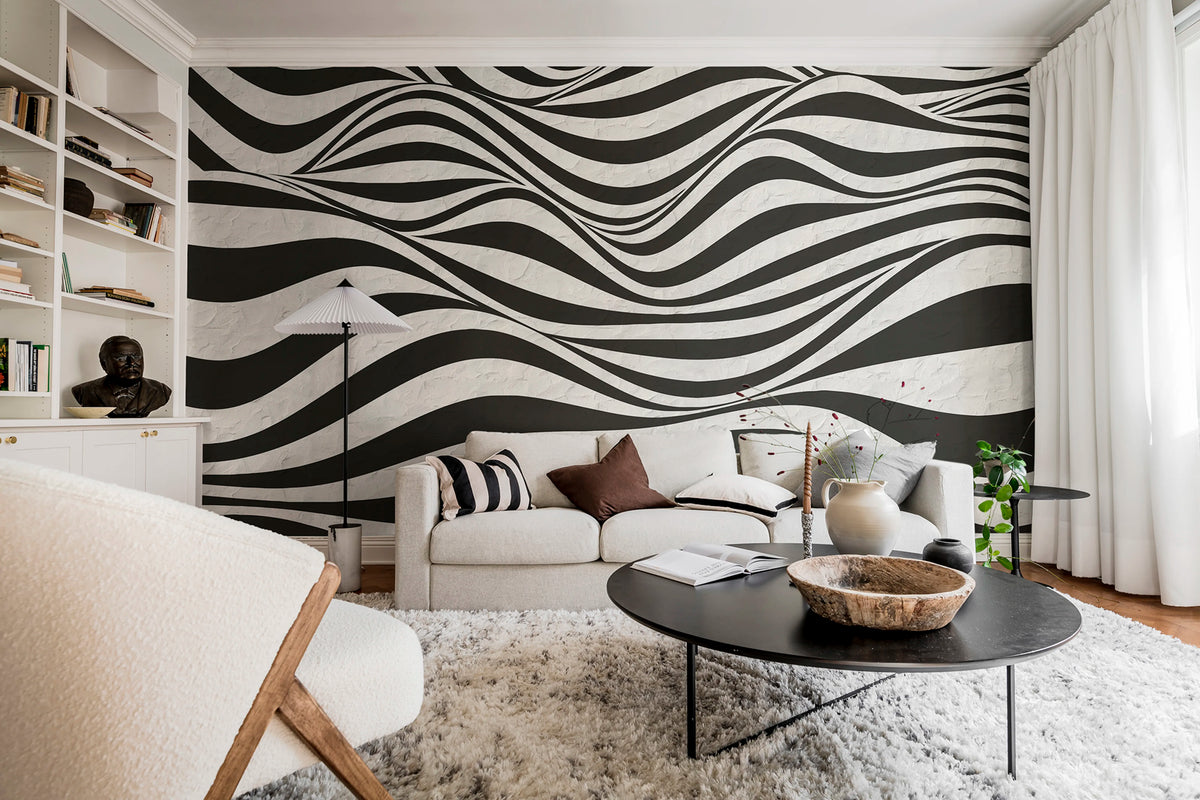 Graphic Hills, Black Mural Wallpaper - room preview 02
