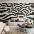 Graphic Hills, Black Mural Wallpaper - room preview 02