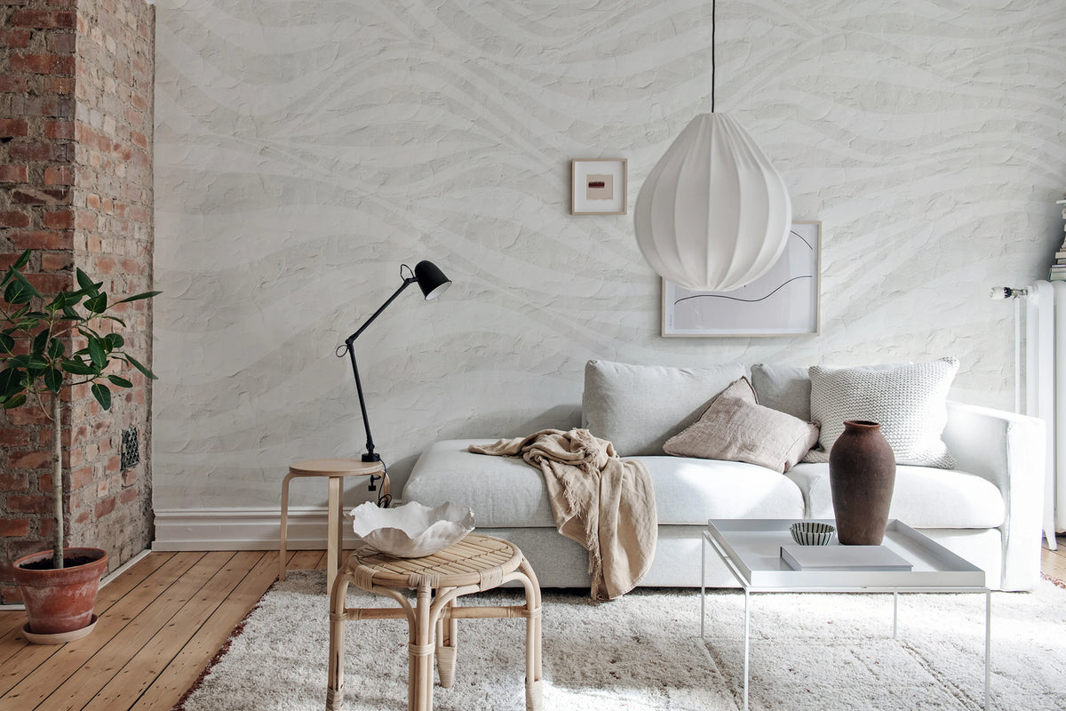 Graphic Hills, Soft Gray Mural Wallpaper - room preview 02
