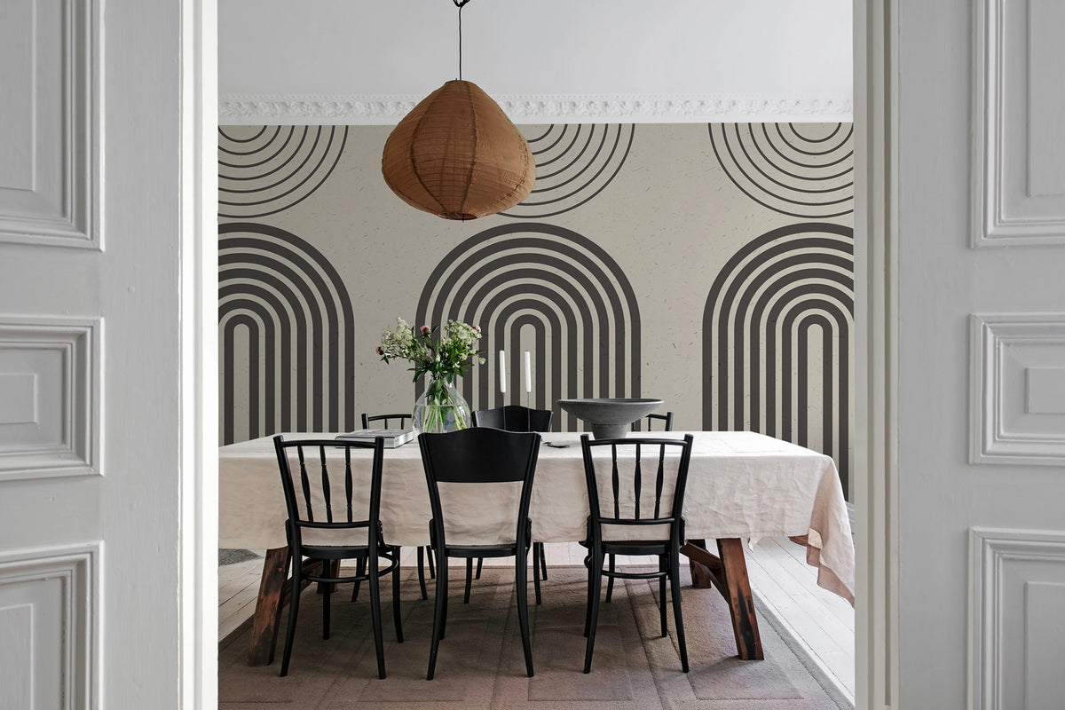 Abstract Vaults, Gray Mural Wallpaper - room preview 02