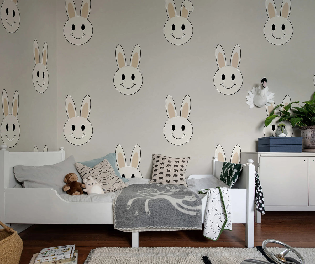 Year of the rabbit smiley, Sand Mural Wallpaper - room preview 02