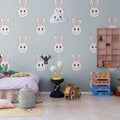 Year of the rabbit smiley, Light Blue Mural Wallpaper - room preview 02