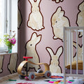 Year of the Bunny, Lilac Mural Wallpaper - room preview 02