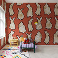 Year of the Bunny, Red Mural Wallpaper - room preview 02