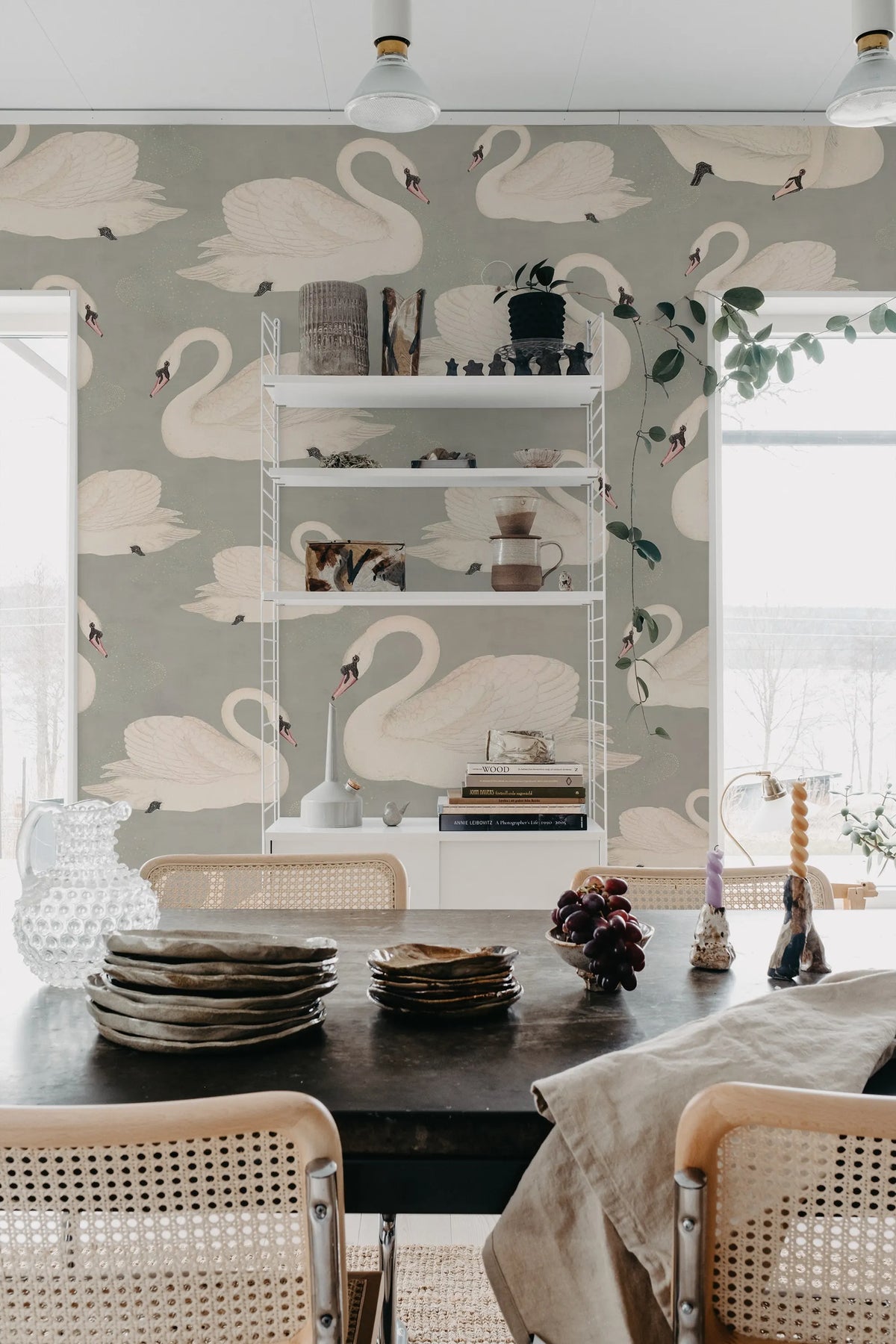 Whooper Swan, Soft Blue Mural Wallpaper - room preview 02