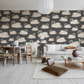 Whooper Swan, Black Mural Wallpaper - room preview 02