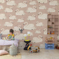 Whooper Swan, Soft Pink Mural Wallpaper - room preview 02