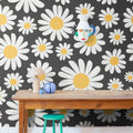 Dashing Daisies, Midnight Mural Wallpaper - room preview 02