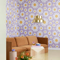 Dashing Daisies, Lilac Mural Wallpaper - room preview 02