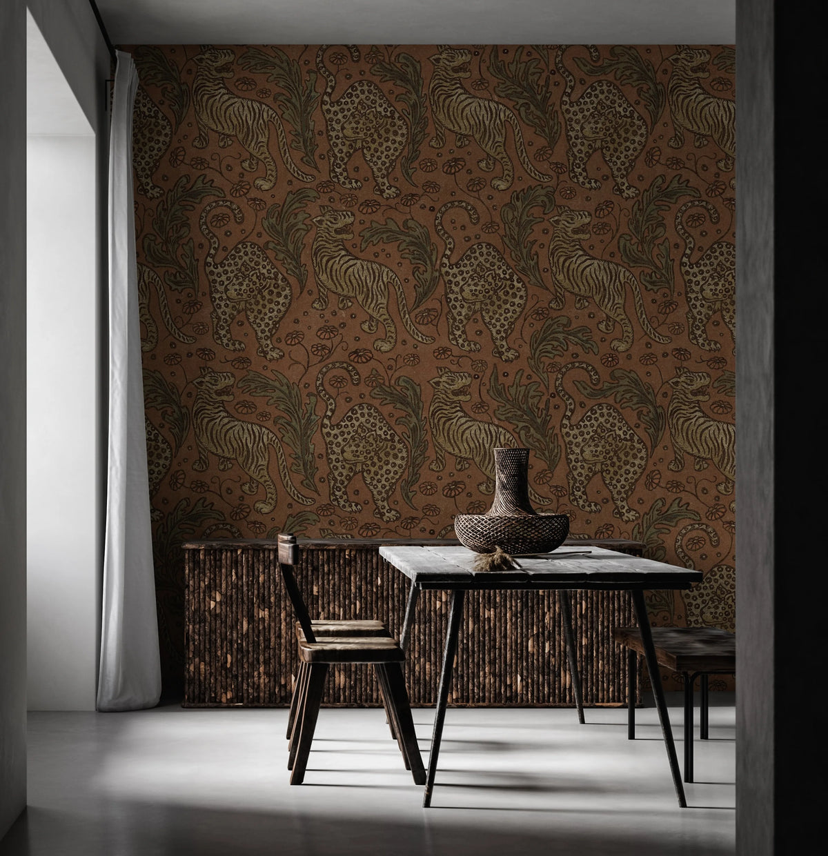 Bold Tigers, Velvet Mural Wallpaper - room preview 02