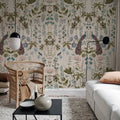 Peacock Garden, Beige Mural Wallpaper - room preview 02