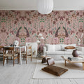 Peacock Garden, Pink Mural Wallpaper - room preview 02