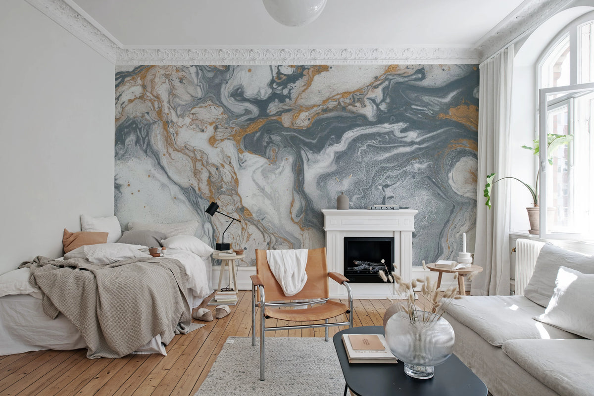 Gray Agate Mural Wallpaper - room preview 02