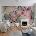 Pink Watercolors Mural Wallpaper - room preview 02