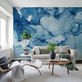 Blue Watercolors Mural Wallpaper - room preview 02
