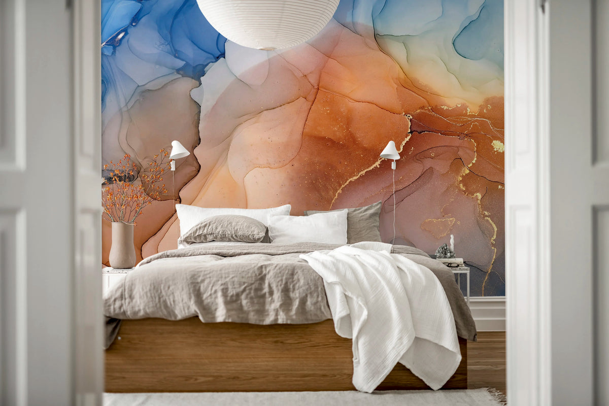Colors in Harmony, Coral Mural Wallpaper - room preview 02