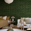 Wall of Tiles, Dark Green Mural Wallpaper - room preview 02