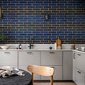 Wall of Tiles, Dark Blue Mural Wallpaper - room preview 02