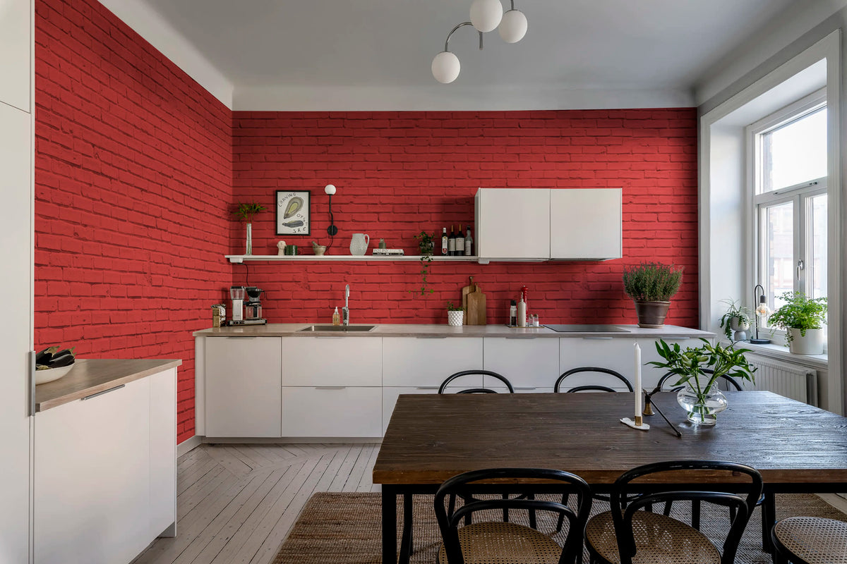 Wall of Bricks, Red Mural Wallpaper - room preview 02