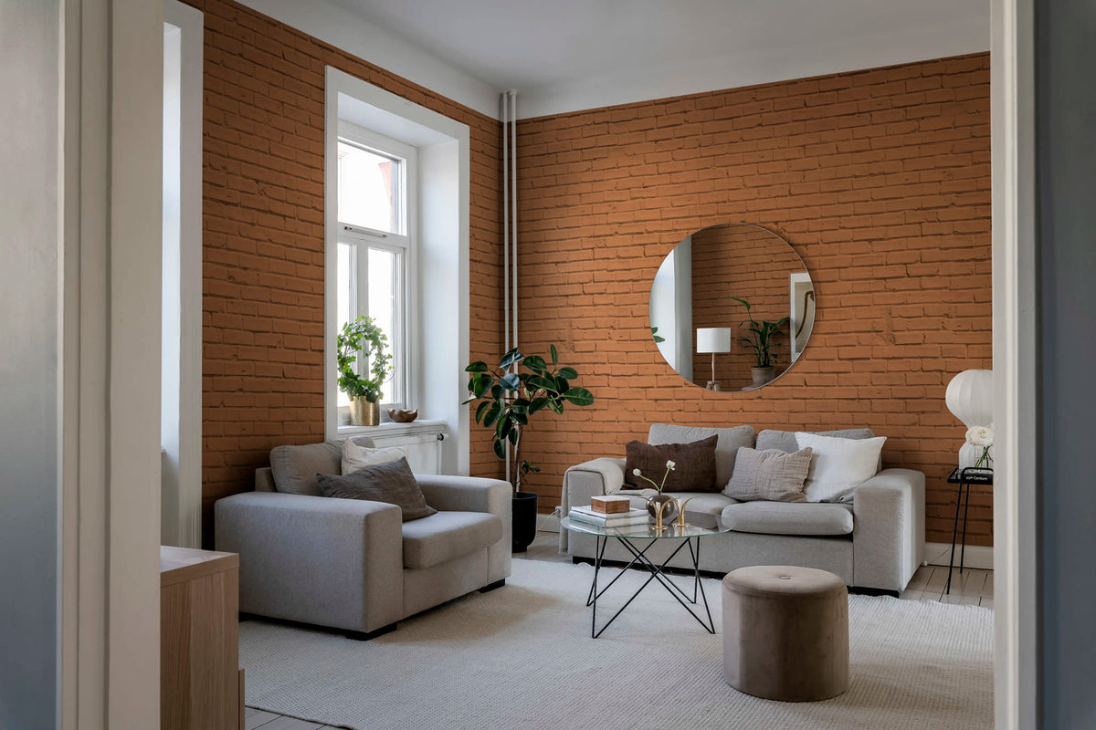 Wall of Bricks, Terracotta Mural Wallpaper - room preview 02