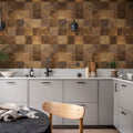 Wood Blocks, Teak Mural Wallpaper - room preview 02