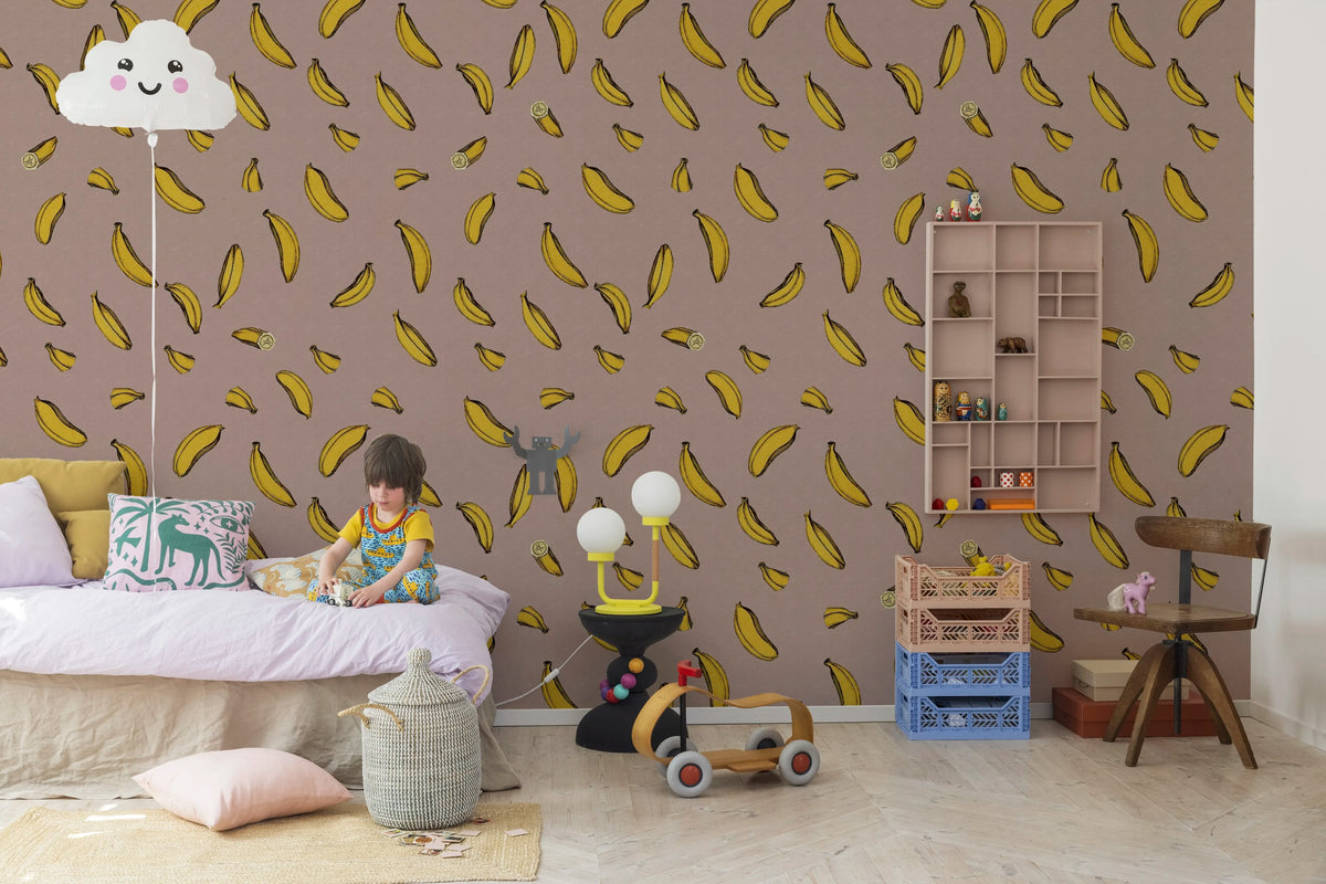 Bananza, Pink Mural Wallpaper - room preview 02