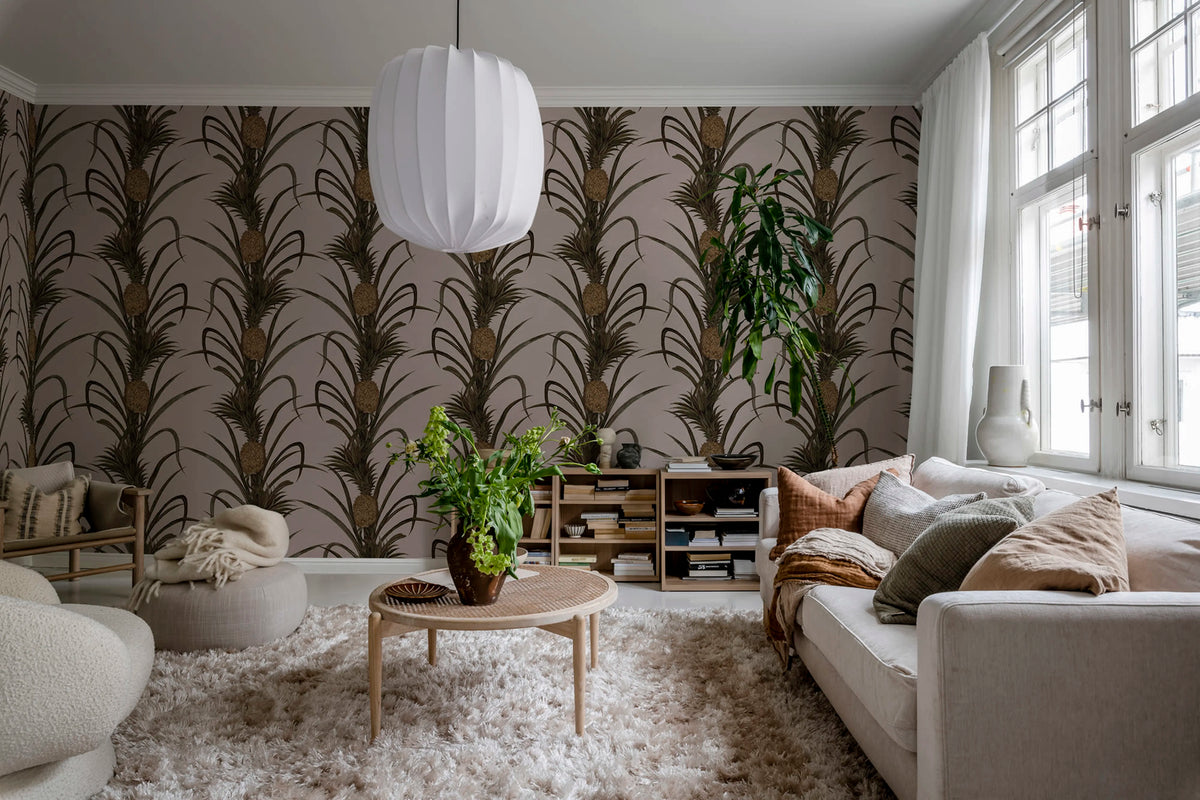 Pineapple, Soft Pink Mural Wallpaper - room preview 02