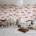 Flamingos, Soft Pink Mural Wallpaper - room preview 02