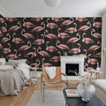 Flamingos, Liquorice Mural Wallpaper - room preview 02