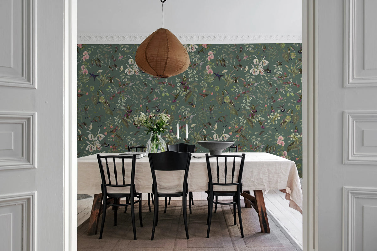 Hummingbird, Lush Mural Wallpaper - room preview 02