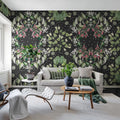 Lotus, Black Mural Wallpaper - room preview 02