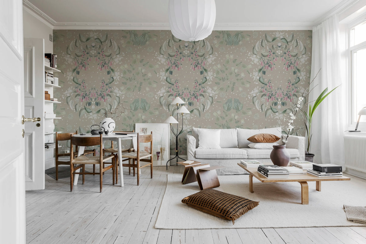 Lotus, Clay Mural Wallpaper - room preview 02