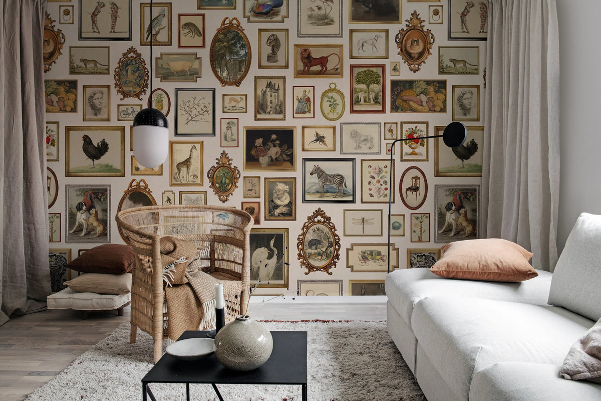 Vintage Frames, Beige Mural Wallpaper - room preview 02