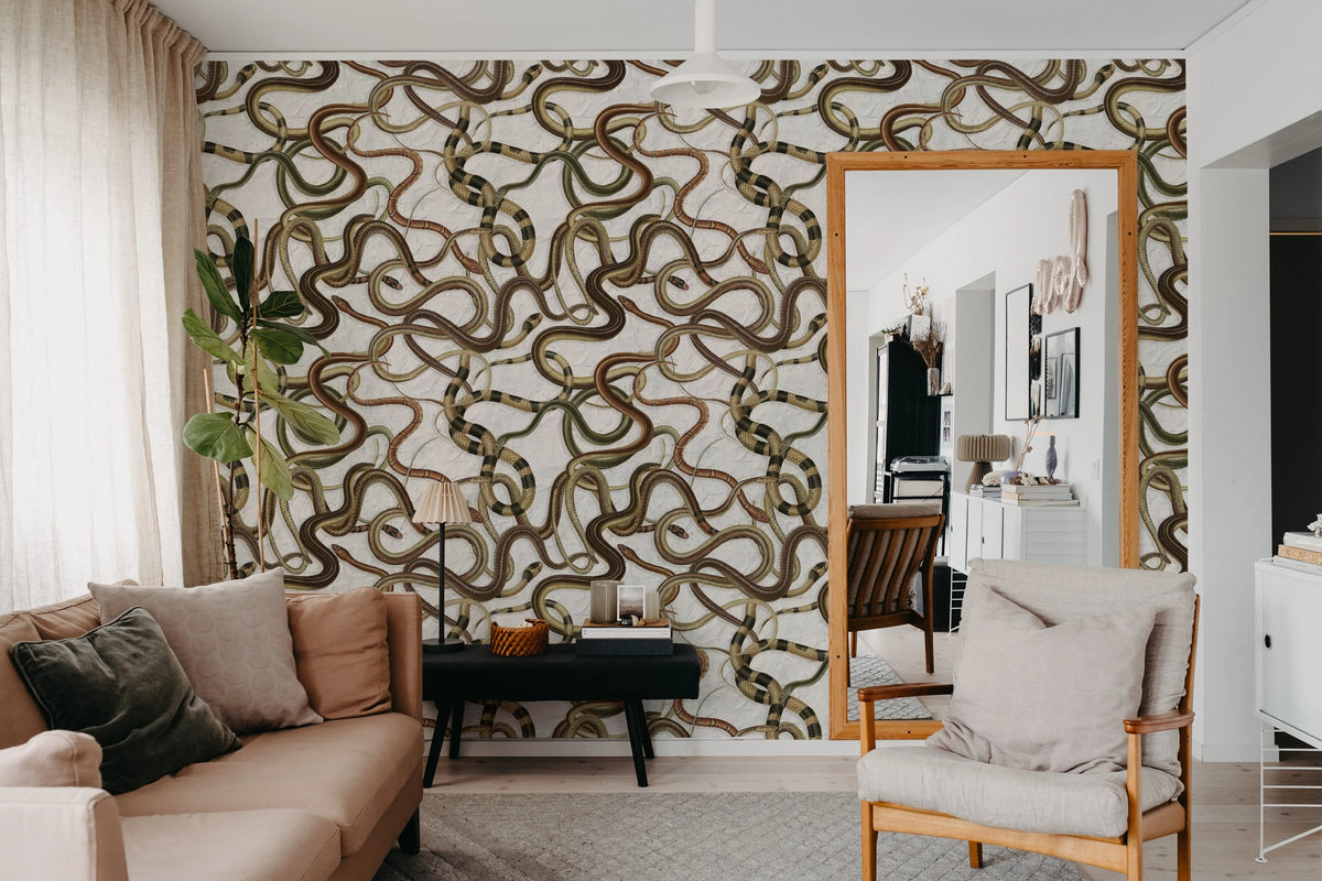 Snakey, Graphite Mural Wallpaper - room preview 02