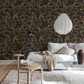 Snakey, Black Mural Wallpaper - room preview 02