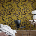 Snakey, Yellow Mural Wallpaper - room preview 02