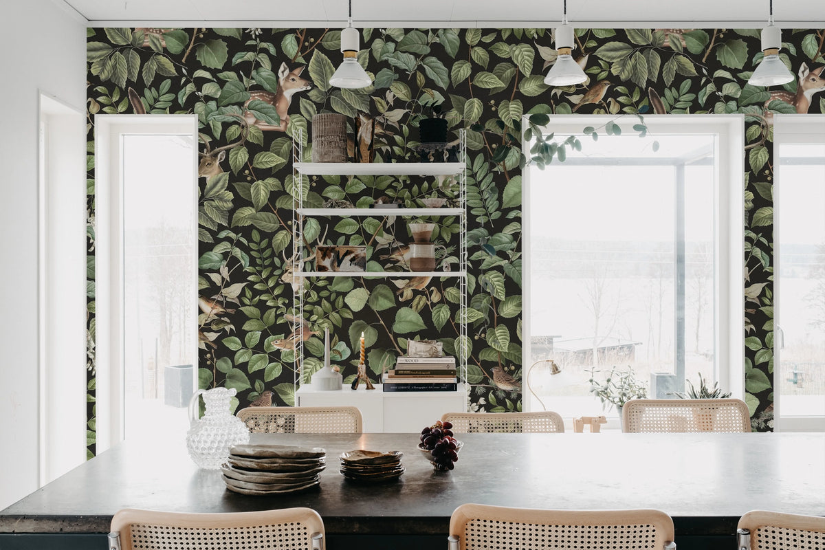 Forest Animals, Dark Mural Wallpaper - room preview 02