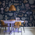 Sea Life, Navy Blue Mural Wallpaper - room preview 02