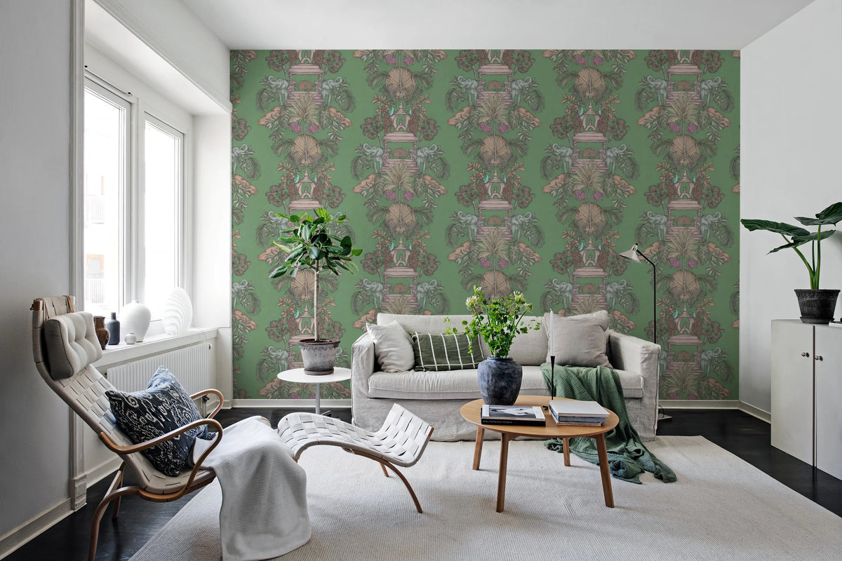 Elephant Castle, Green Mural Wallpaper - room preview 02