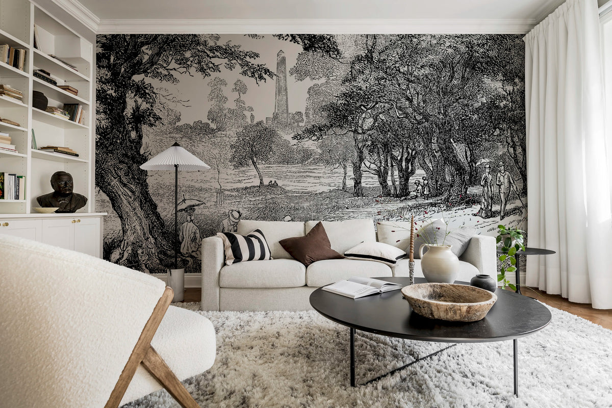Big Toile Mural Wallpaper - room preview 02