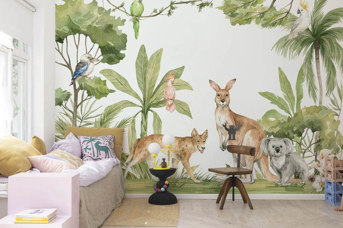 Jungle Animals Mural Wallpaper - room preview 02