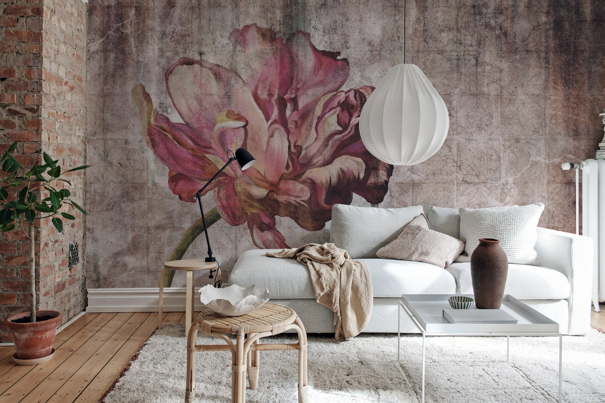 Vintage Tulip Mural Wallpaper - room preview 02