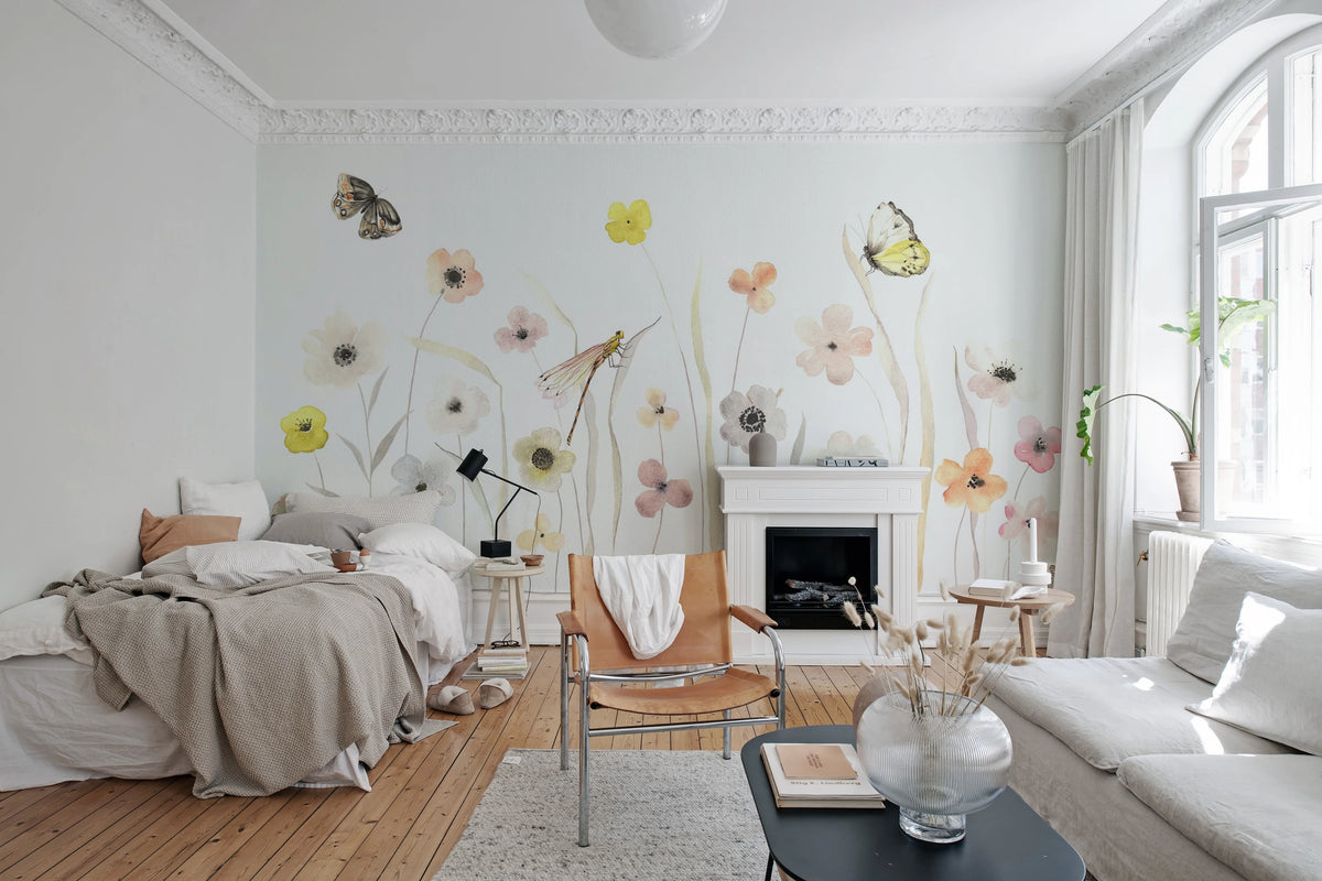 Pastel Flowers Mural Wallpaper - room preview 02