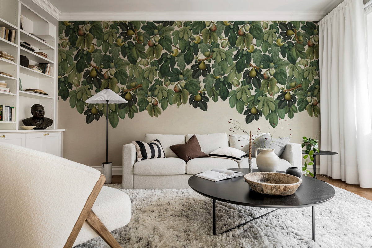 Dangling Figs, Green Mural Wallpaper - room preview 02