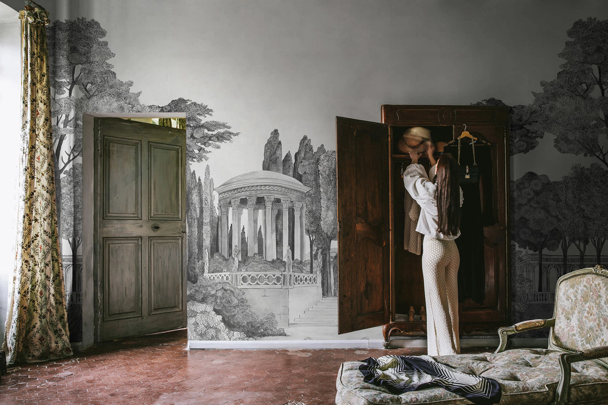 Chatsworth Park Mirrored, Graphite Mural Wallpaper - room preview 02