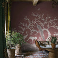 Chinoiserie Blossom, Raspberry Red Mural Wallpaper - room preview 02
