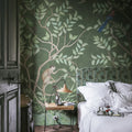 Monkeys Paradise, Sage Green Mural Wallpaper - room preview 02