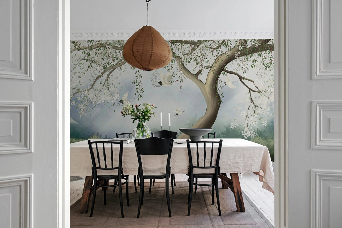 Tree of Dreams, White Mural Wallpaper - room preview 02