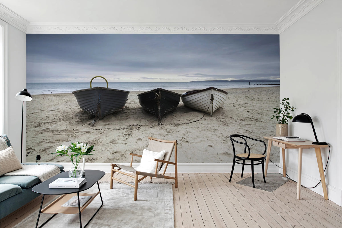 Boats in a Row Mural Wallpaper - room preview 02