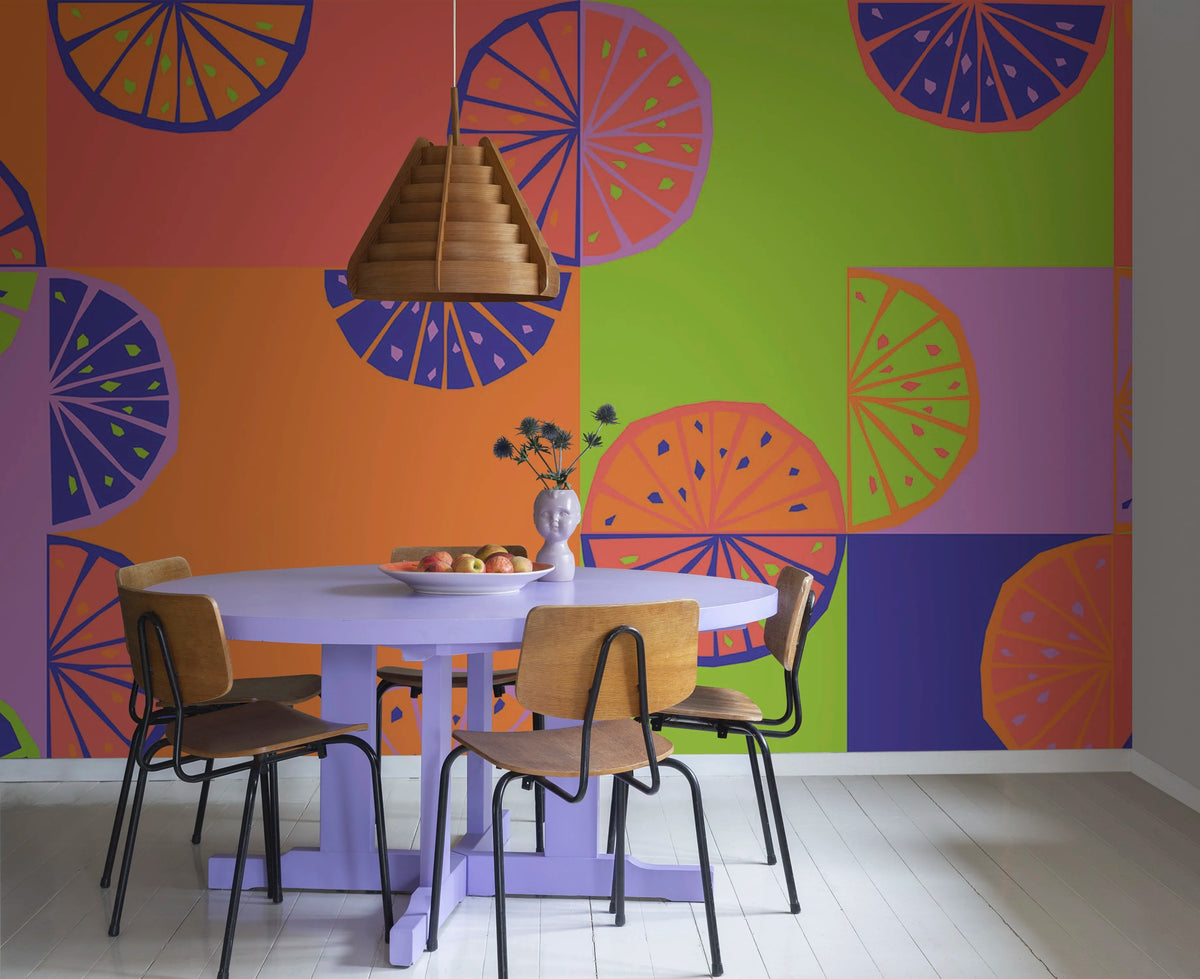 Lemon Slices, Neon Mural Wallpaper - room preview 02